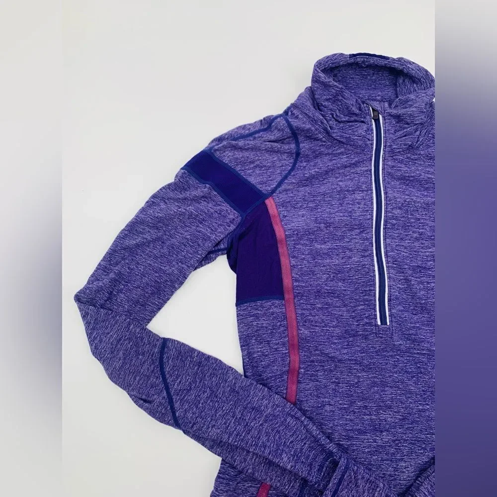 Purple Heathered Lululemon Run Inspire Long Sleeve 1/2 zip Pullover Sz 6 - Picture 4 of 10